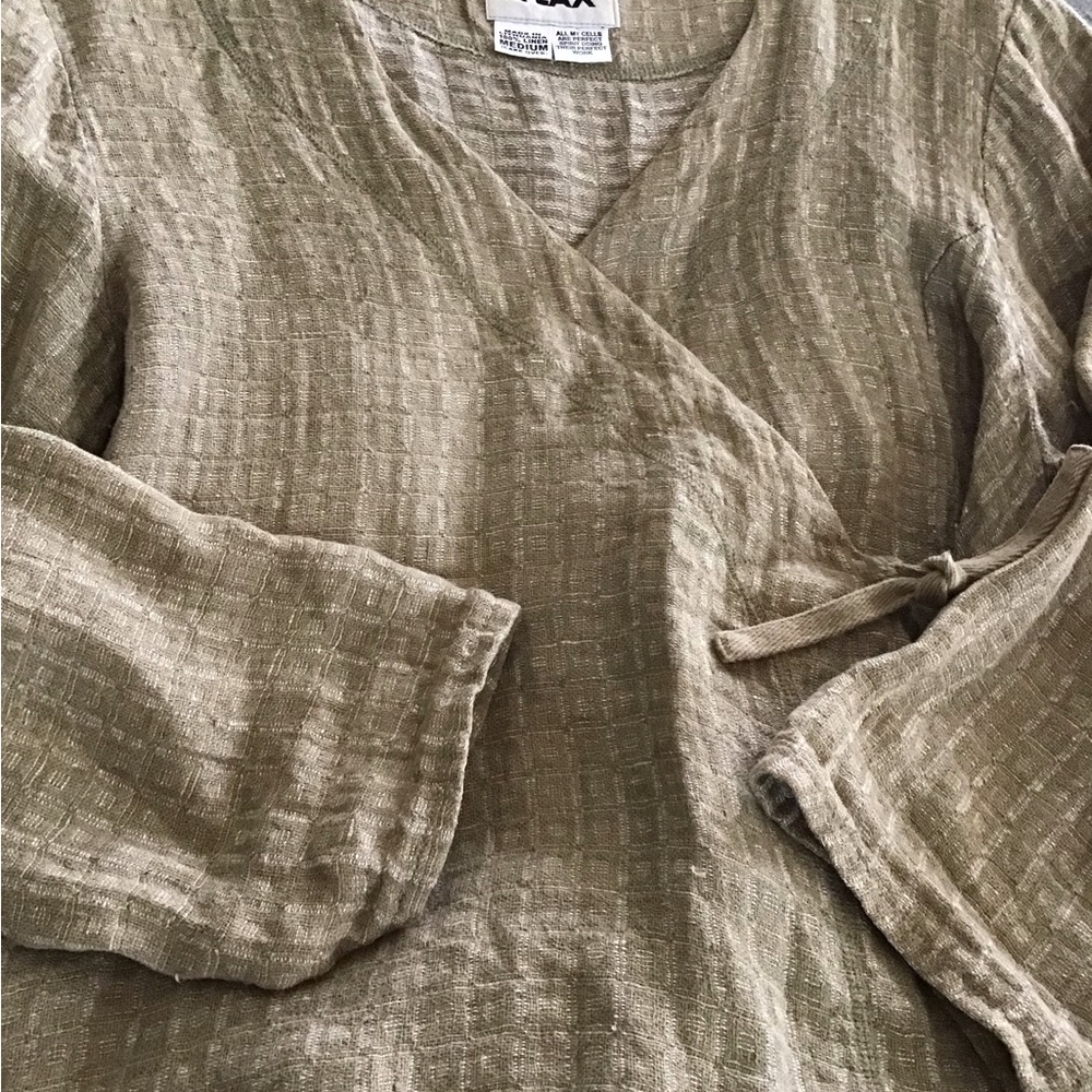 Flax Wrap-Style Linen Blend Top - Picture 3 of 5